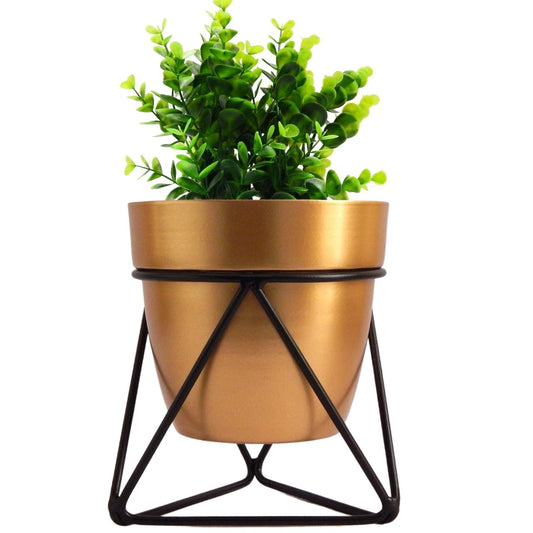 Noa Gold Metal Pot with Stand