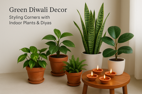 How to Style Corners with Indoor Plants & Diyas