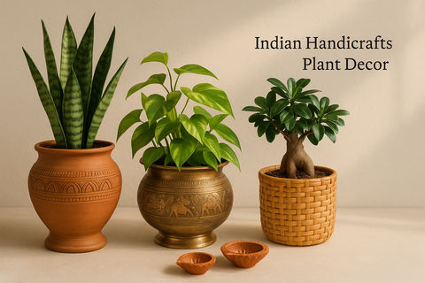 Mixing Indian Handicrafts with Plants: Terracotta, Brass & Cane Styling
