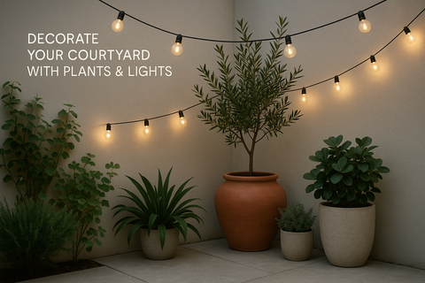 Decorate Your Courtyard with Plants & Lights