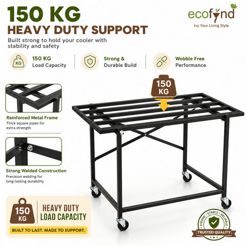 ecofynd Ecofynd GlideBase Heavy-Duty Black Cooler Trolley with 360° Rotating Wheels
