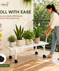 ecofynd Scot 35 Inch Plant Stand with Wheels for Outdoor Balcony