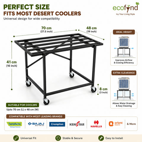 ecofynd Ecofynd GlideBase Heavy-Duty Black Cooler Trolley with 360° Rotating Wheels