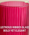 ecofynd Glass Vase for Flowers & Décor – Symmetrical Ribbed Pattern | Pink