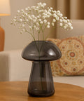 ecofynd Glass Vase for Flowers & Décor – Mushroom Shaped | Grey