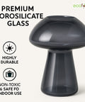 ecofynd Glass Vase for Flowers & Décor – Mushroom Shaped | Grey