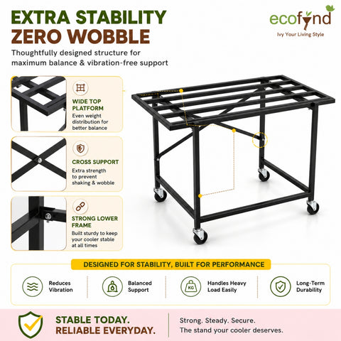 ecofynd Ecofynd GlideBase Heavy-Duty Black Cooler Trolley with 360° Rotating Wheels