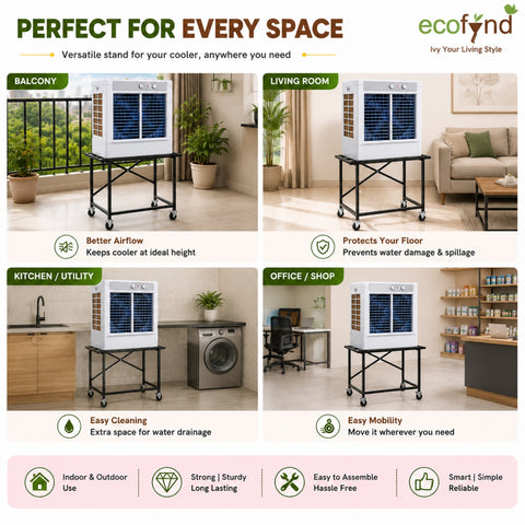 ecofynd Ecofynd GlideBase Heavy-Duty Black Cooler Trolley with 360° Rotating Wheels