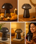 ecofynd Glass Vase for Flowers & Décor – Mushroom Shaped | Grey