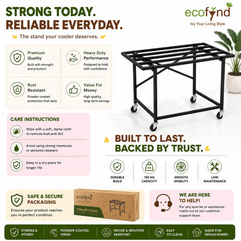 ecofynd Ecofynd GlideBase Heavy-Duty Black Cooler Trolley with 360° Rotating Wheels