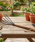 ecofynd Ecofynd Heavy Duty 5 Teeth Garden Rake with Wooden Handle Hand Cultivator