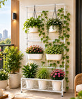 ecofynd White Black Plant Stand with Trellis