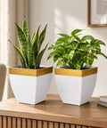 Ecofynd Midland 8” Metal Planter – Tapered Square | White