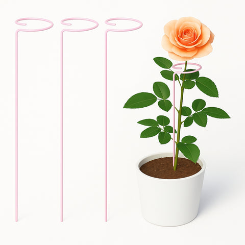 ecofynd Pink Metal Plant Trellis – 18 Inch Rust-Resistant Stake