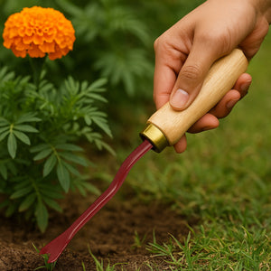 ecofynd Weeder with Wooden Handle – Rust-Resistant, V-Notch Design