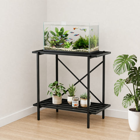 ecofynd 2-Tier Black Fish Tank Stand
