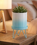 ecofynd Ecofynd Lucas Tabletop Metal Planter with Sky Blue Stand