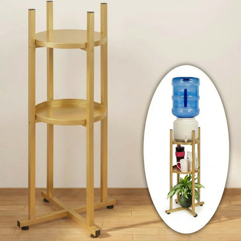 ecofynd Ecofynd HydroNest 2-Tier Golden Water Dispenser Stand with Storage Shelf