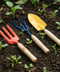 ecofynd 3 Pcs Gardening Hand Tools Set (Cultivator, Trowel, Fork with Wooden Handle)