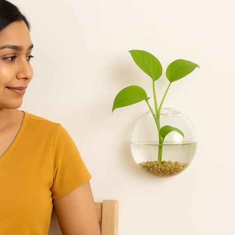 ecofynd Glass Vase for Flowers & Décor – Clear Bowl Shape | Transparent