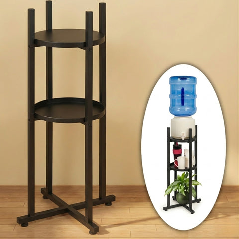 ecofynd Ecofynd HydroNest 2-Tier Black Water Dispenser Stand with Storage Shelf