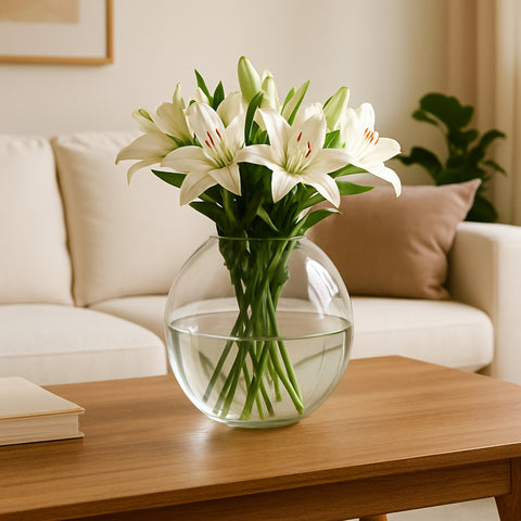 ecofynd Glass Vase for Flowers & Décor – Clear Globe Shape | Transparent