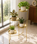 ecofynd Ecofynd Kian 4-Tier Foldable Metal Plant Stand for Balcony & Garden (Golden)