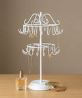 ecofynd 2-Tier White Metal Jewelry Organizer Stand with 40 Hooks