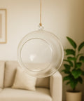 ecofynd Hanging Glass Planter – Cut Sphere Design | Clear Transparent Glass, Medium