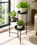 ecofynd Ecofynd Troy 3-Tier Foldable Metal Plant Stand for Balcony & Garden (Black)