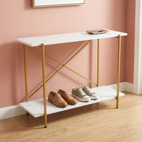 ecofynd Jr Elix 2-Tier Metal Storage Bench for Entryway
