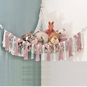 Macrame Pink Soft Toy Organizer | Toy Hammock