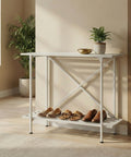 ecofynd 2-Tier Metal Storage Bench for Entryway