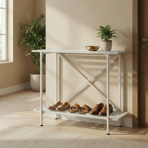 ecofynd 2-Tier Metal Storage Bench for Entryway
