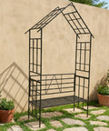 ecofynd Ecofynd Black Arbor 2 Seater Garden Bench for Outdoors Hut Shaped