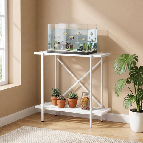 ecofynd 2-Tier White Fish Tank Stand