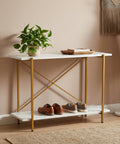 ecofynd Elix 2-Tier Metal Storage Bench for Entryway