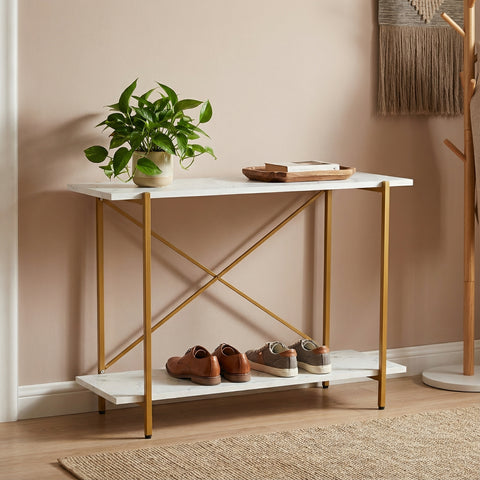 ecofynd Elix 2-Tier Metal Storage Bench for Entryway