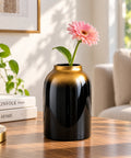 ecofynd Glass Vase for Flowers & Decor – Jar Shaped | Black with Gold Hue