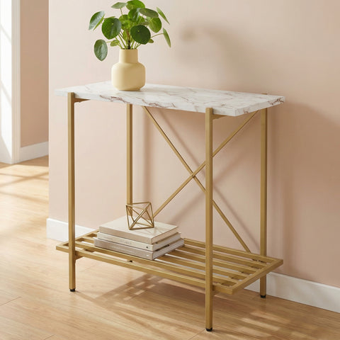 ecofynd 26 Inch 2 Tier Console Table