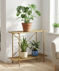 ecofynd Eric Jr Metal Golden Plant Stand – 2 Tier Utility Display for Home & Garden