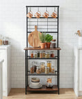 ecofynd 4-Tier Storage Rack with Hanging Hooks for Kitchen Organizer