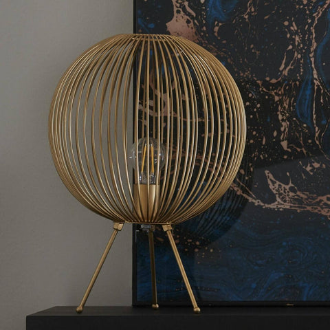 Ecofynd Ecofynd Round Metal Table Lamp – Gold Utility Light
