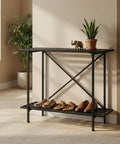 ecofynd 2-Tier Metal Storage Bench for Entryway