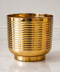 ecofynd Halo Ribbed 7 Inch Planter - Gold Finish Symmetrical Design