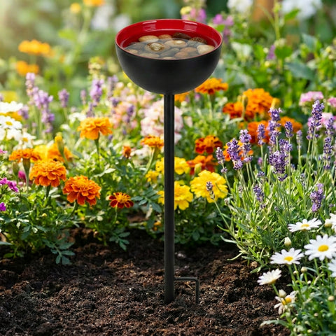 ecofynd Ecofynd Bee Watering Station with Decorative Garden Stake (Red)