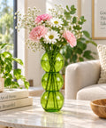 ecofynd Triple Bubble Green Glass Vase – Modern, Minimalist & Versatile
