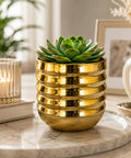 ecofynd 1 Pack 5 Inch Gold Metal Flower Pot