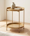ecofynd Ecofynd Multipurpose AureoNest Gold 2-Tier Side Table