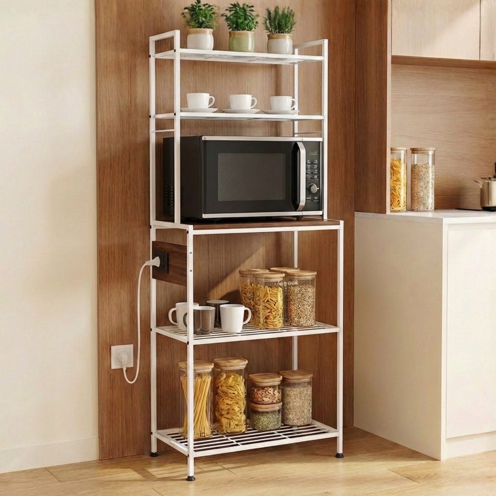 Smart 5-Tier Kitchen Organizer with Built-in Power Hub – Ecofynd